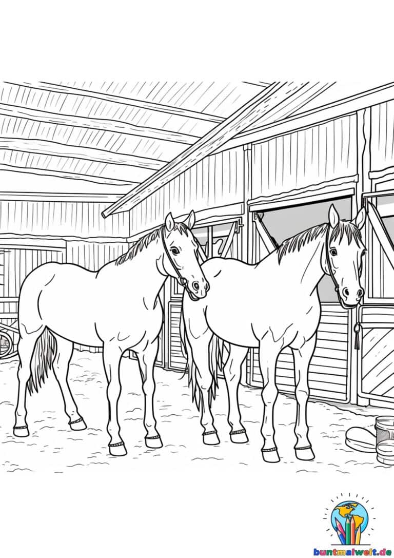 ausmalbilder pferdestall
