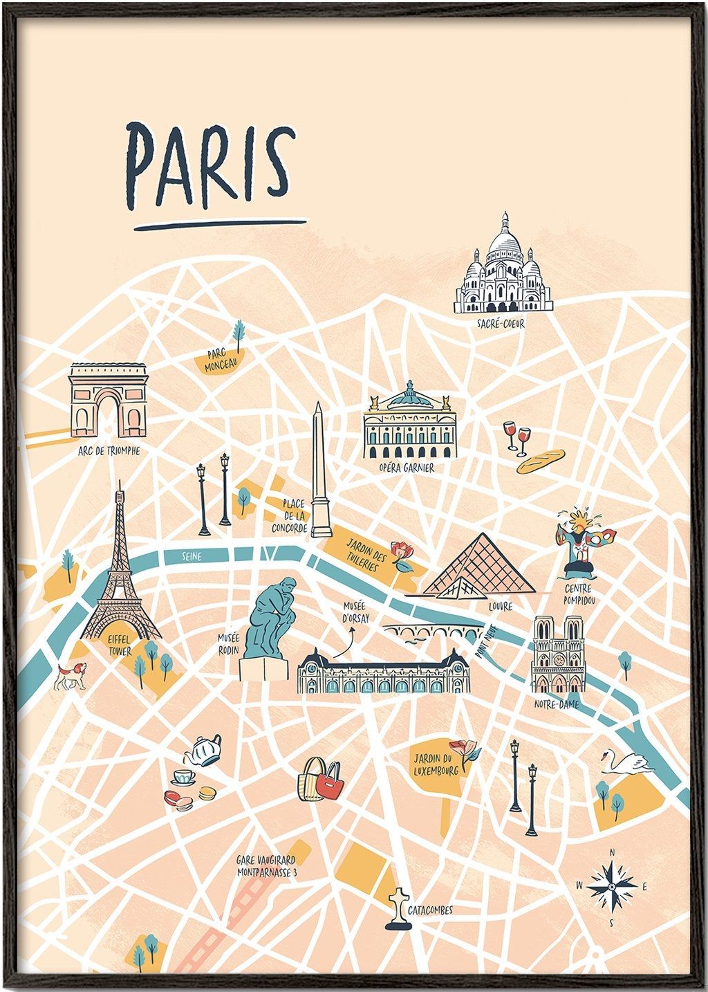 Paris illustrated map – Artofit