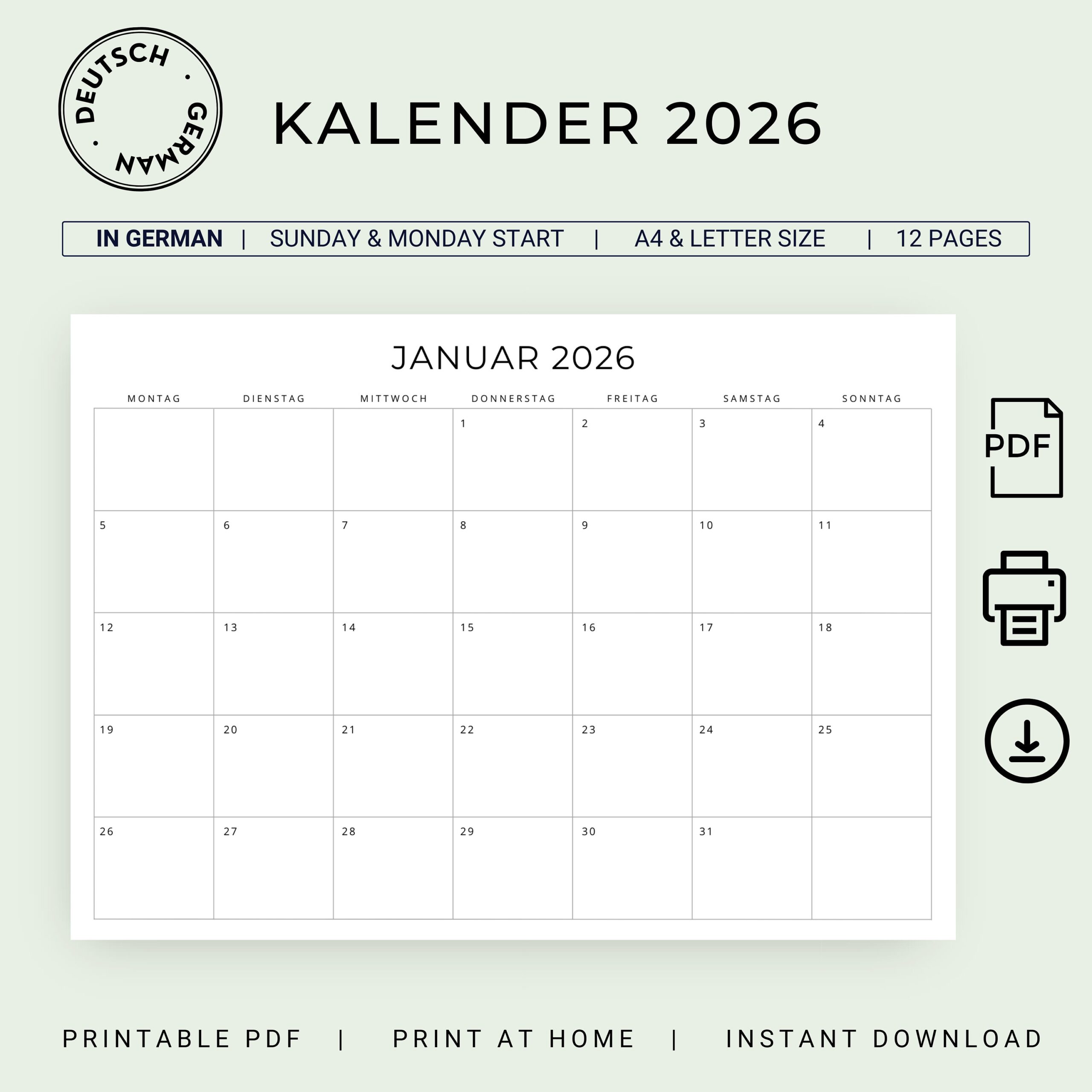 Jahreskalender 2026 Bayern 2026 Germany Calendar With Holidays