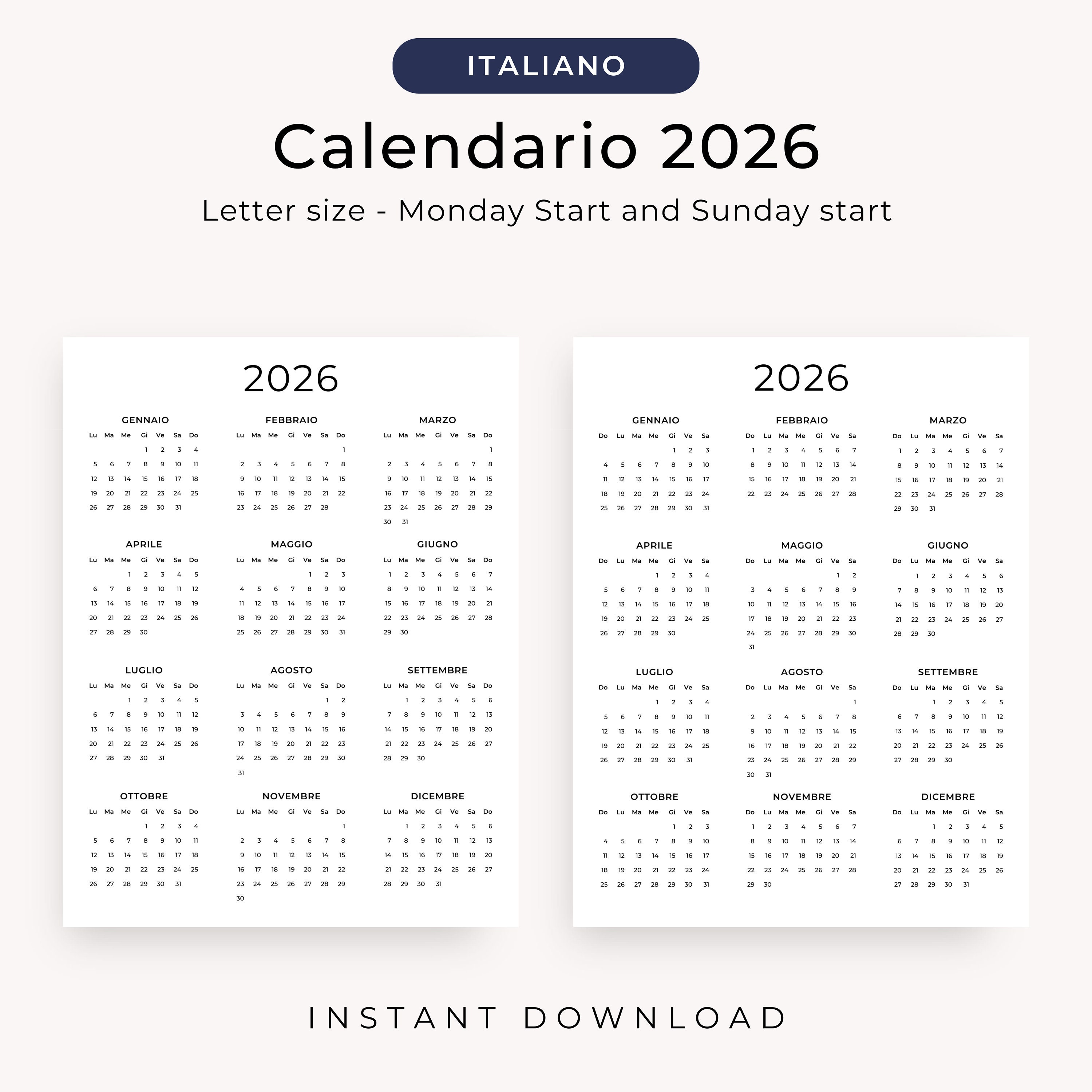  Foto zu Calendario 2026 Calendario in Italiano 2026 Calendario Annuale 2026 