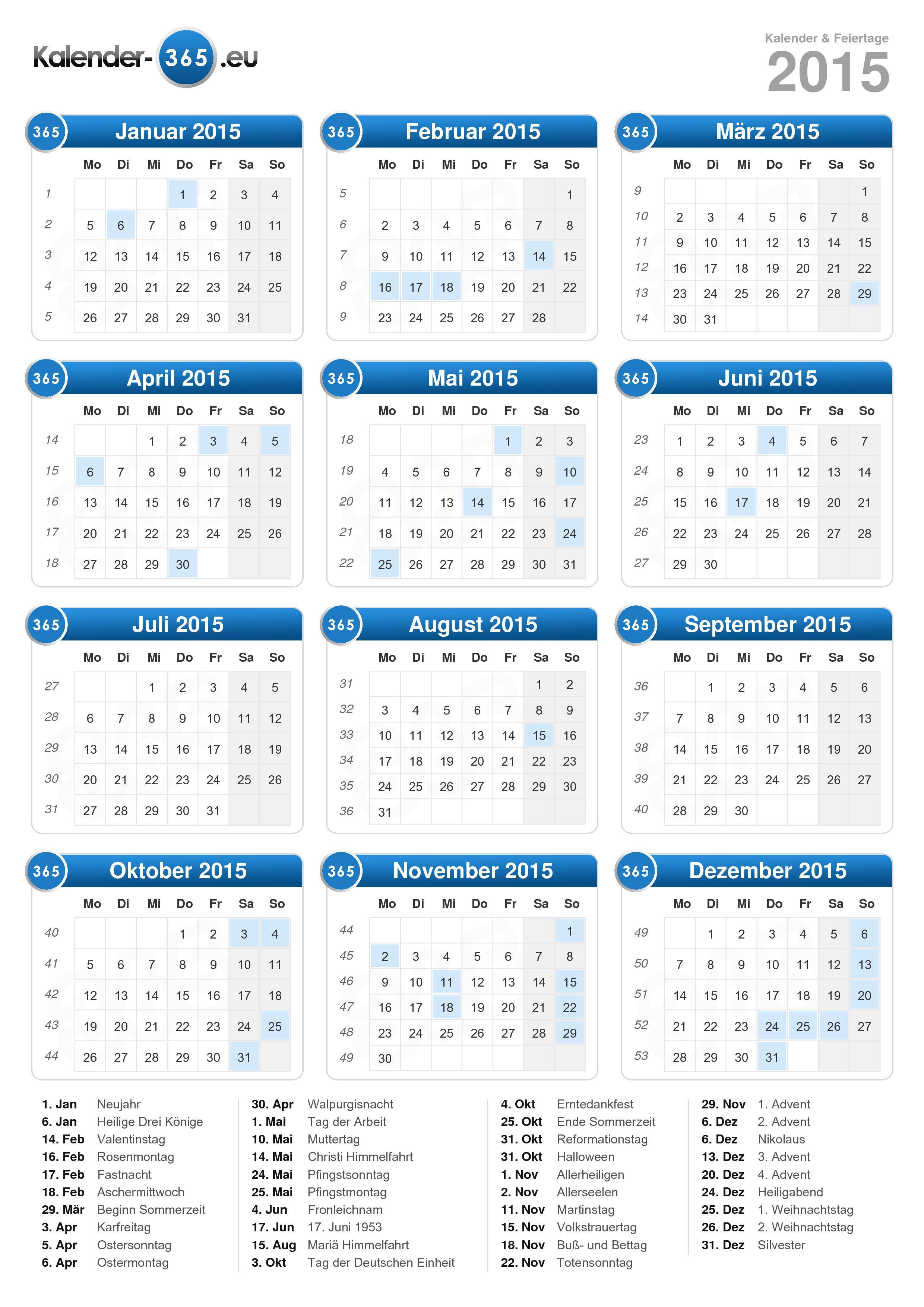  Kalender 2015 