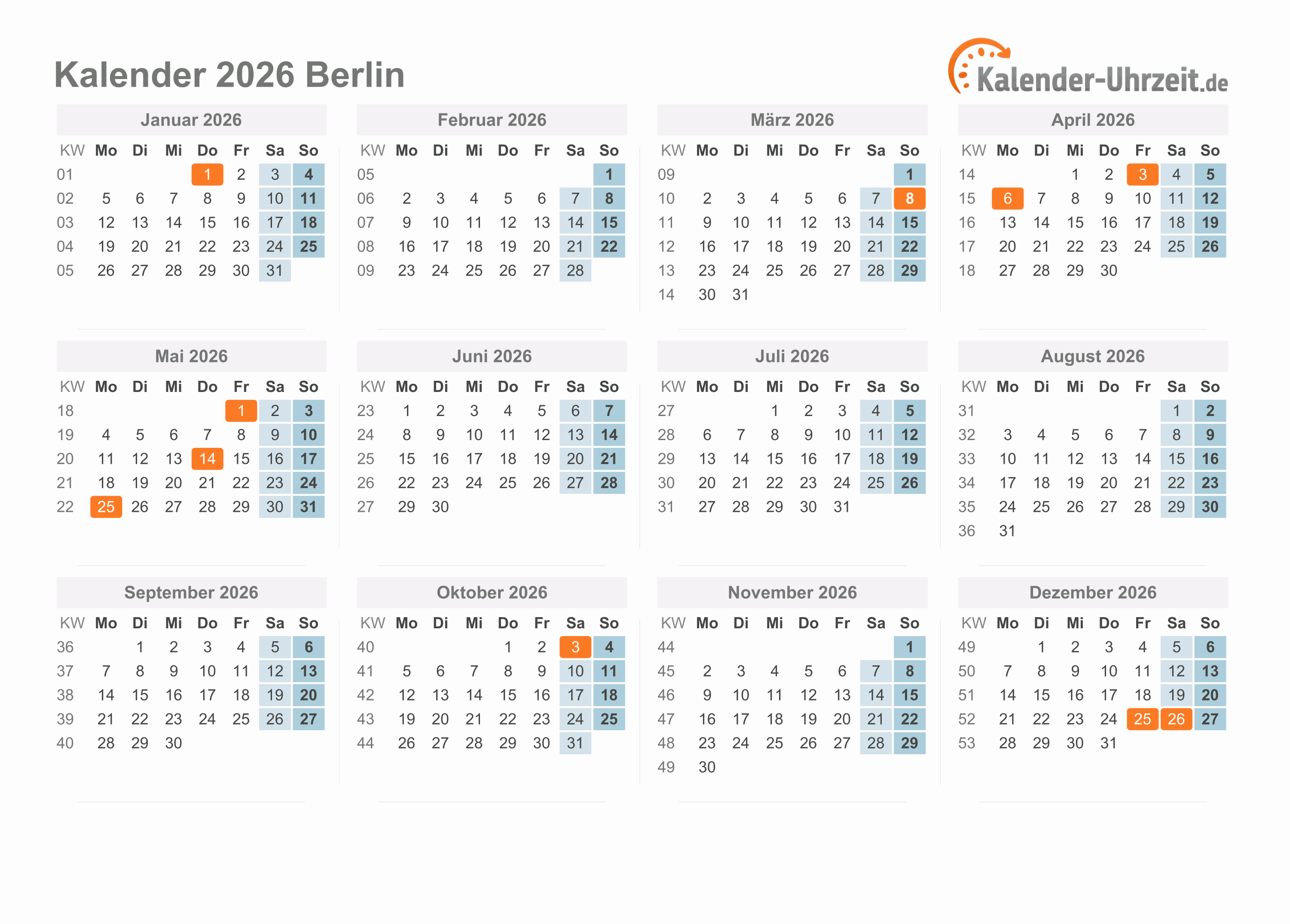  Foto zu Feiertage 2026 Berlin + Kalender 