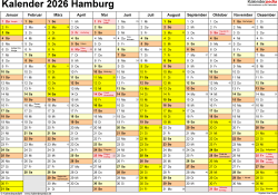  Feiertage Hamburg 2026 - Kalenderpedia Motiv 