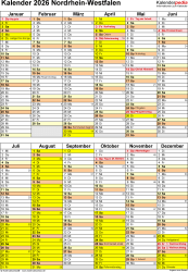  Kalender 2026 NRW: Ferien, Feiertage, PDF-Vorlagen Bildidee 