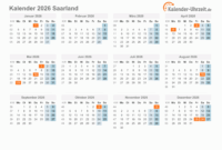 Herbstferien 2026 Saarland Feiertage 2026 Saarland + Kalender