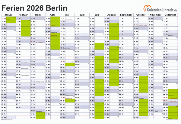 Foto zu Ferien Berlin 2026 - Ferienkalender zum Ausdrucken 