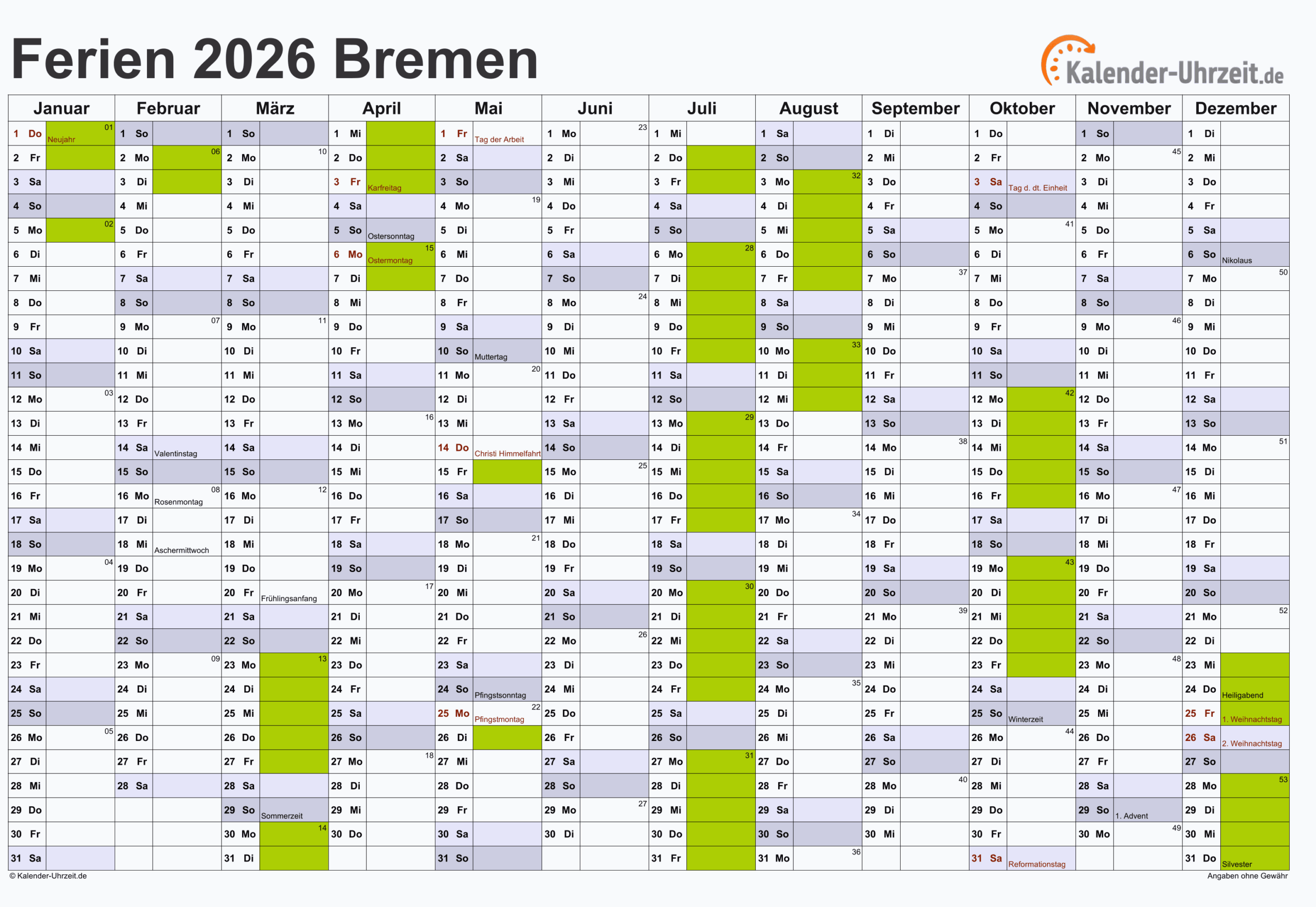 Ferien Brd 2026 ferien Bremen 2026