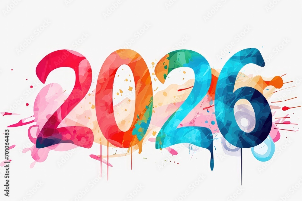  Foto zu New calendar year "2026", Text word, label, isolated white background 