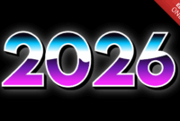Adobe Photoshop 2026 Bold And Colorful 3d 2026 Text Illustration In Shades Of Magenta, Blue