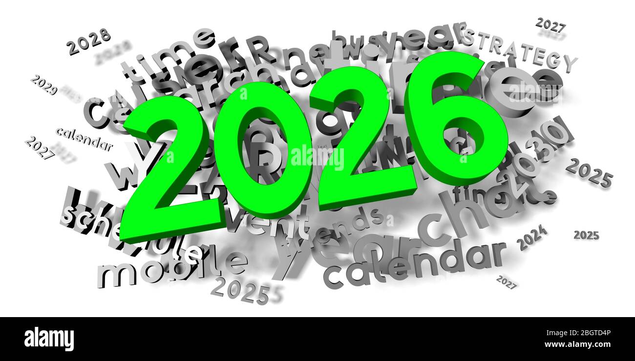  2026 concept - 3D illustration Stock Photo - Alamy Bildidee 