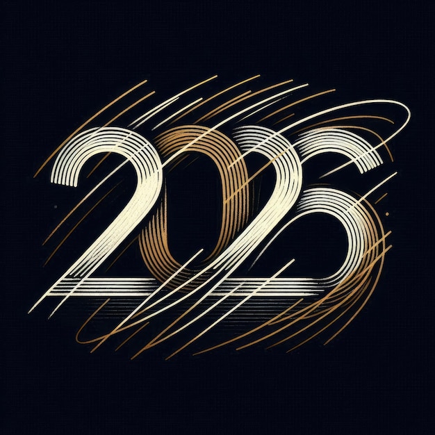  2026 Golden Design with Futuristic and Celestial 