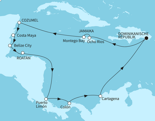  Mittelamerika und Karibik - Mein Schiff Karibik Kreuzfahrt - alle Illustration 