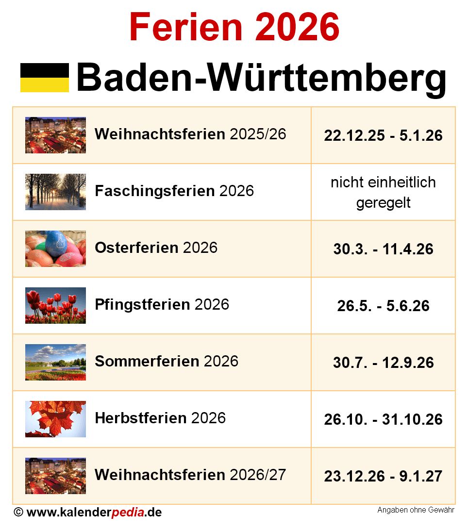 Bw Osterferien 2026 Kalender 2026 Baden-württemberg: Word-vorlagen Mit Ferien