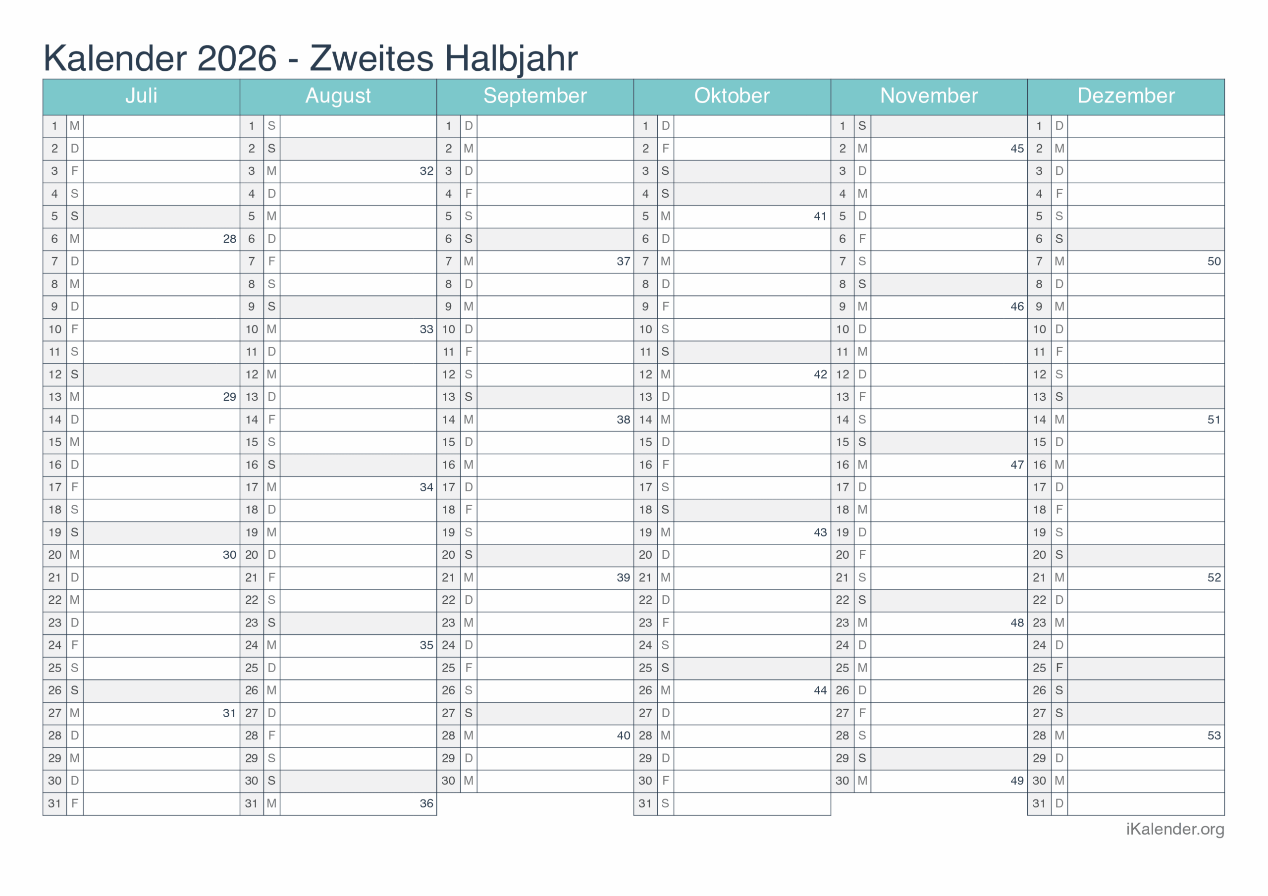 Jahreskalender Kalender 2026 Zum Ausdrucken kalender 2026 zum ausdrucken