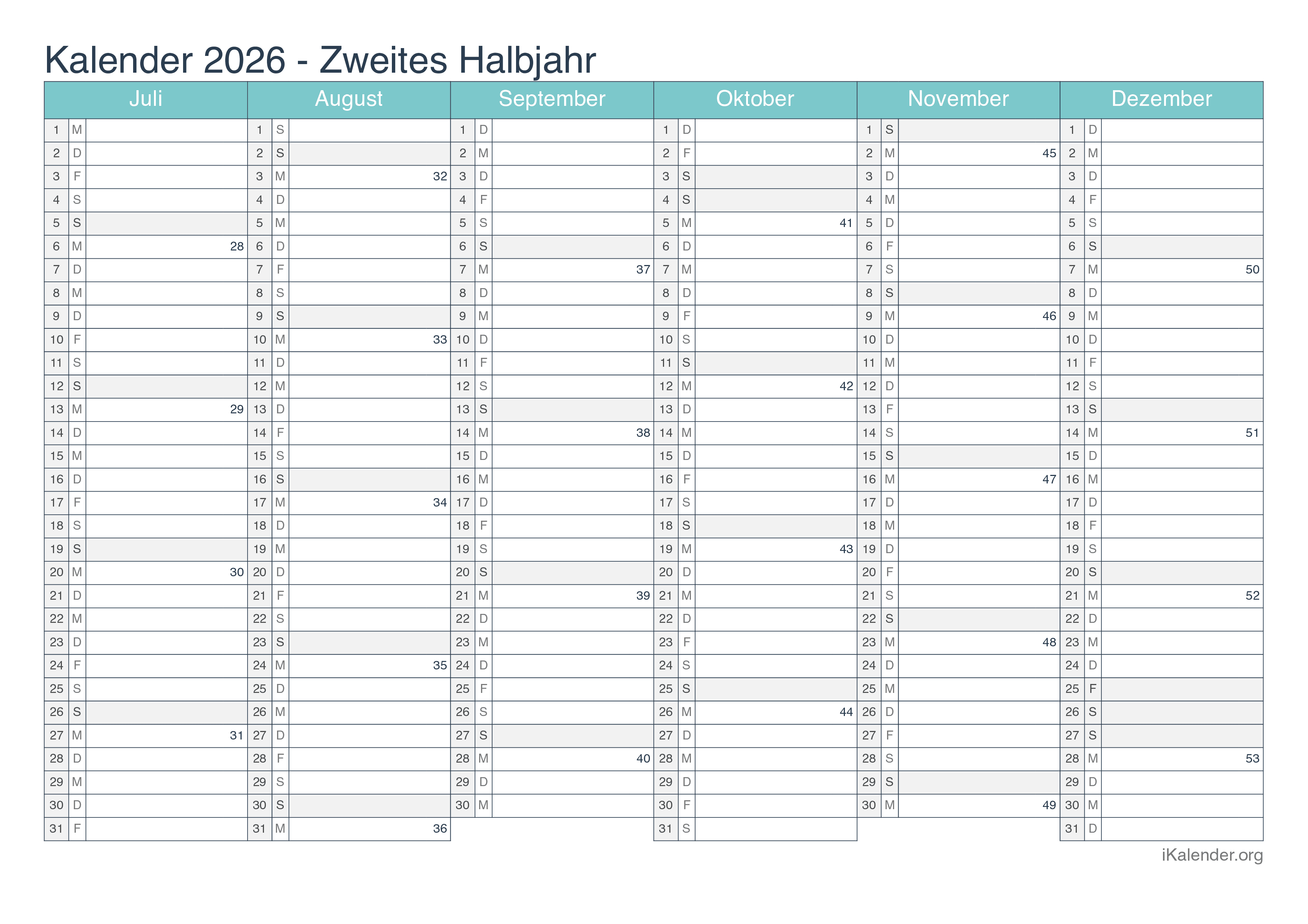  Kalender 2026 zum Ausdrucken Bildidee 