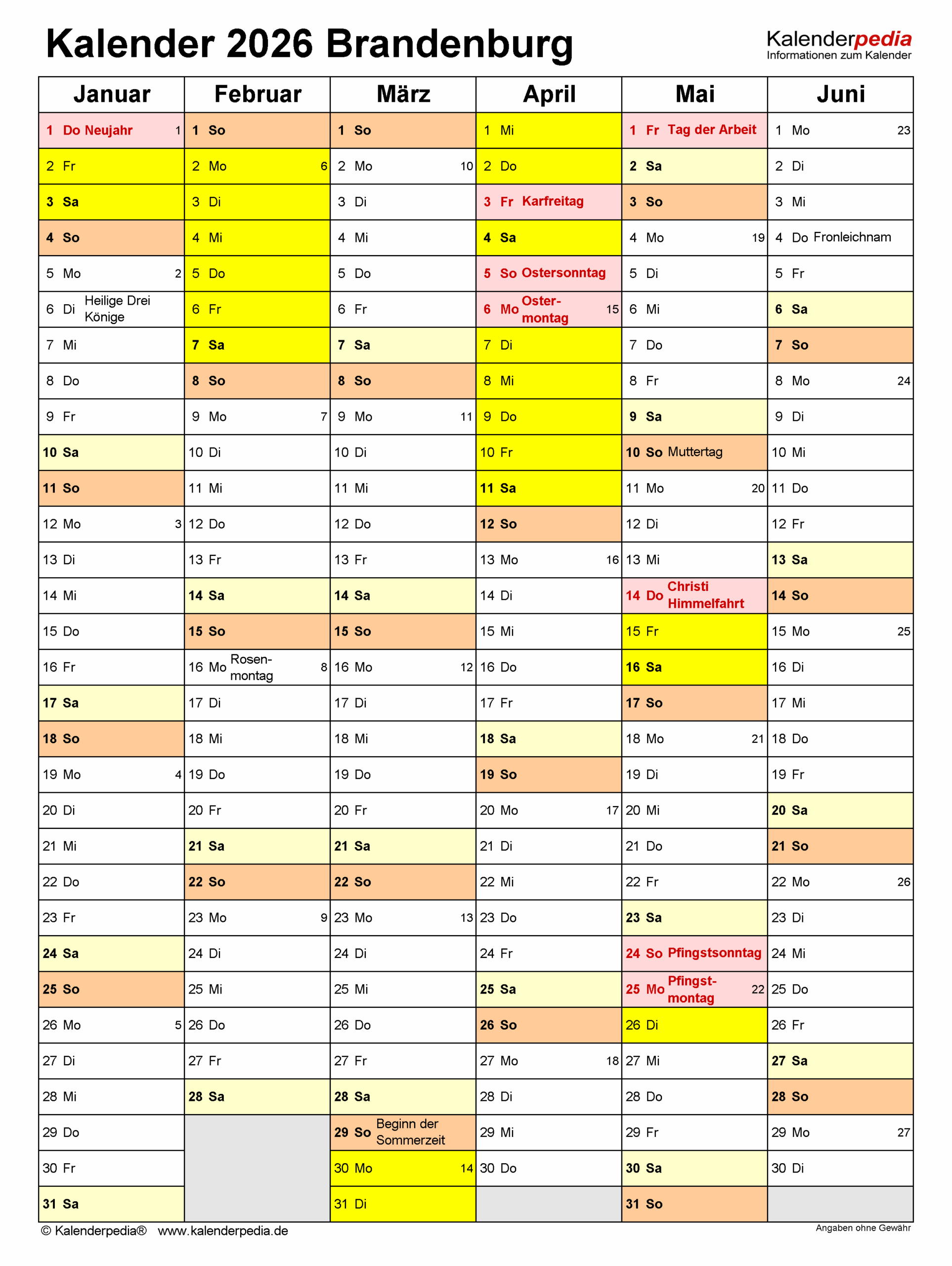 Ferien 2026 In Brandenburg Schulferien-kalender Brandenburg 2026 Mit Feiertagen Und Ferien