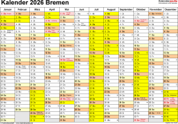  Feiertage Bremen 2026 - Kalenderpedia Illustration 