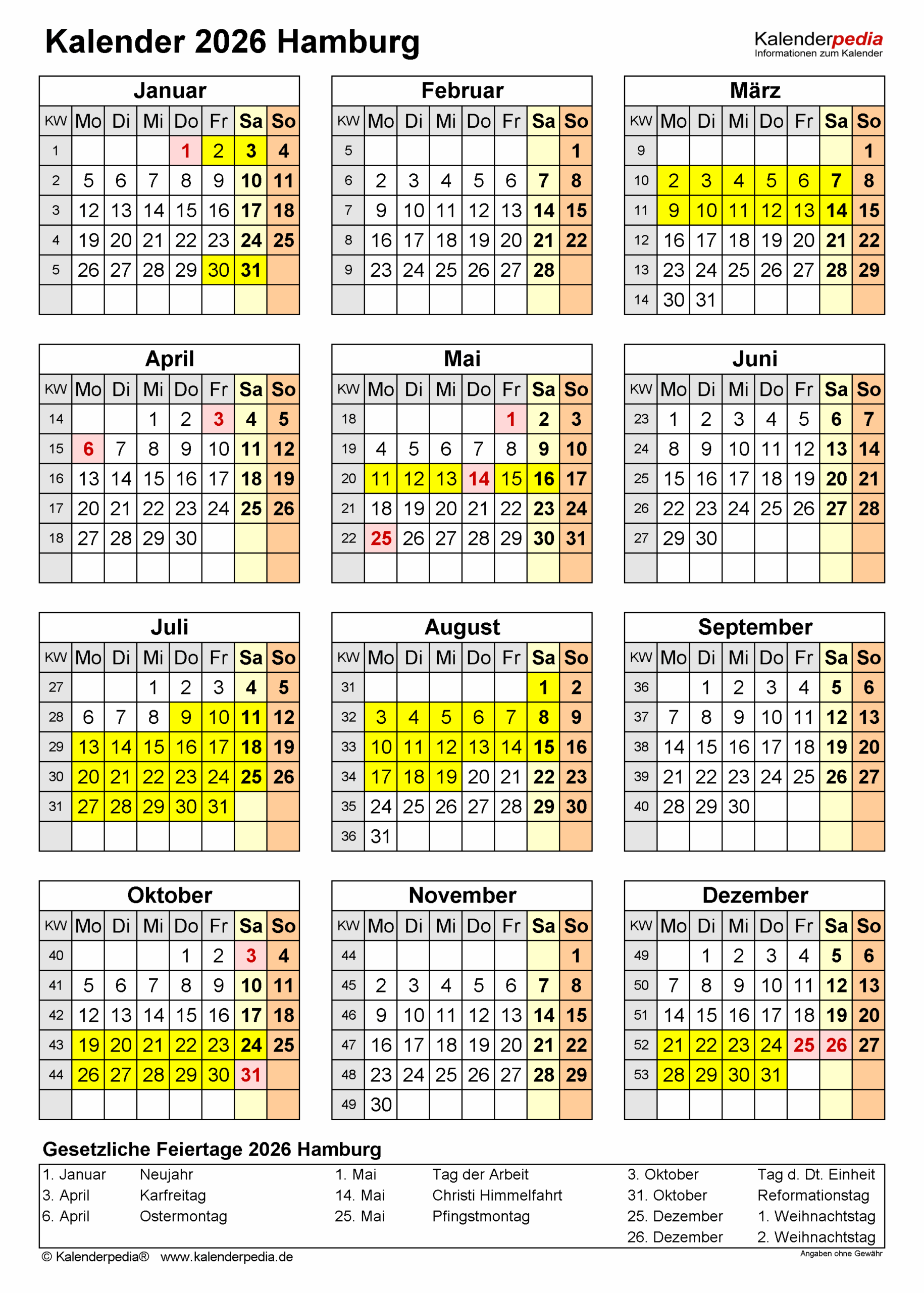 Hamburg Winterferien 2026 Sommerferien 2026 In hamburg ️ Kalender (datum)