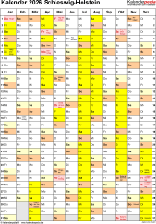  Kalender 2026 Schleswig-Holstein: Ferien, Feiertage, Excel-Vorlagen Illustration 