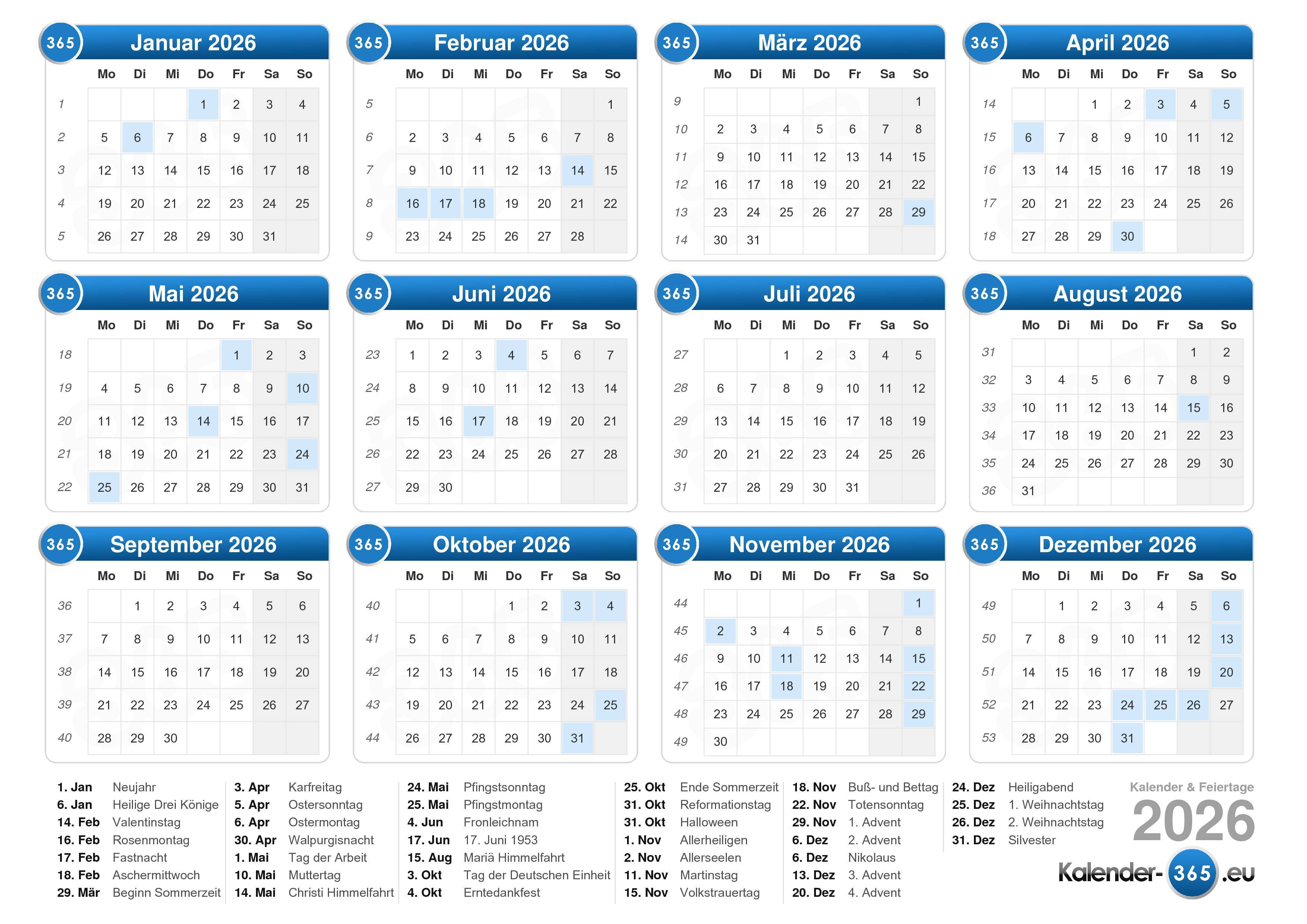  Kalender 2026 Illustration 