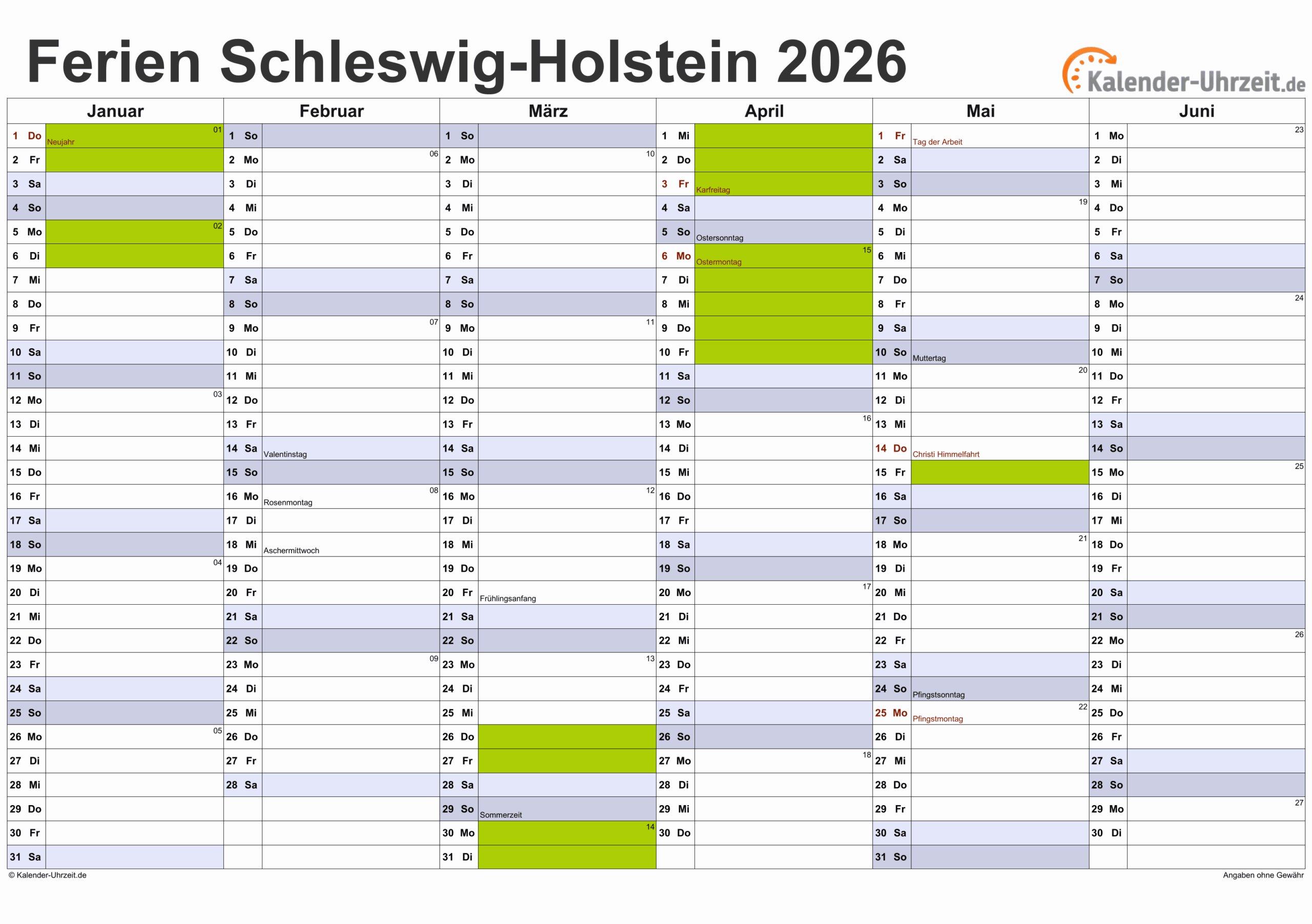 2026 Ferien Schleswig Holstein Ferien Schleswig-holstein 2026