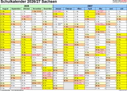  Ferien in Sachsen im Schuljahr 2026/27 