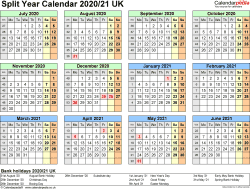  Split year calendars 2020/21 UK (July to June) for PDF 