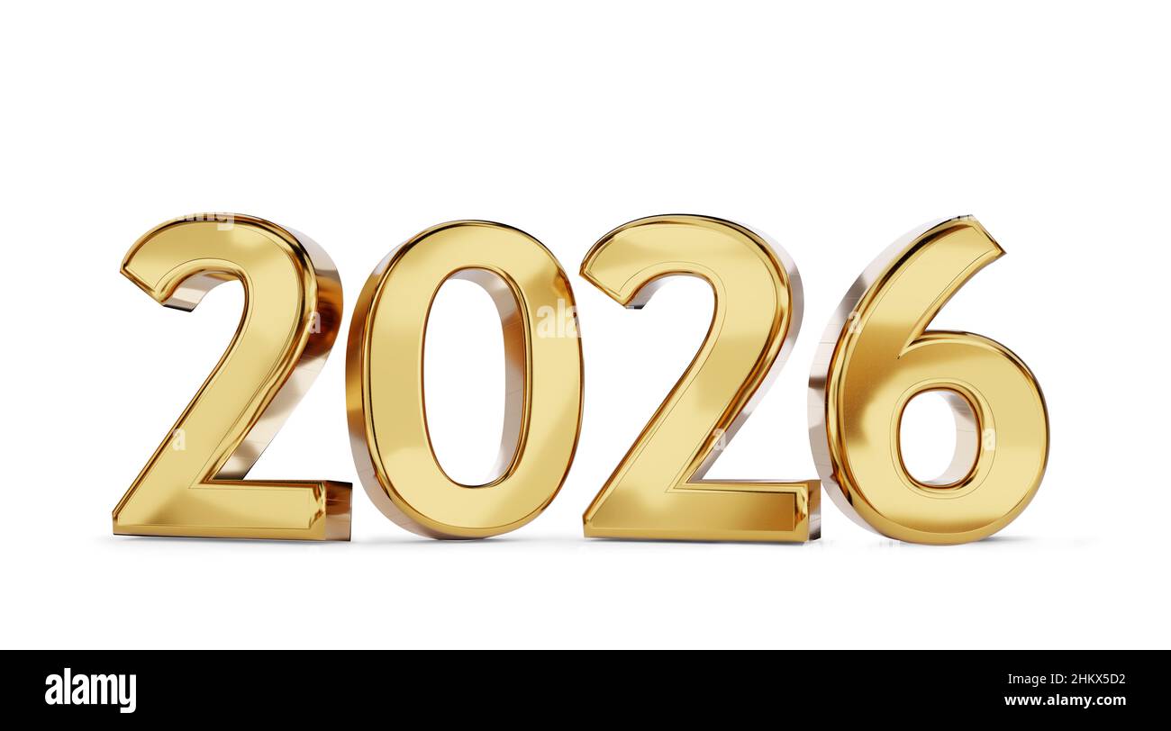  2026 golden bold letters symbol 3d-illustration Stock Photo - Alamy Bildidee 