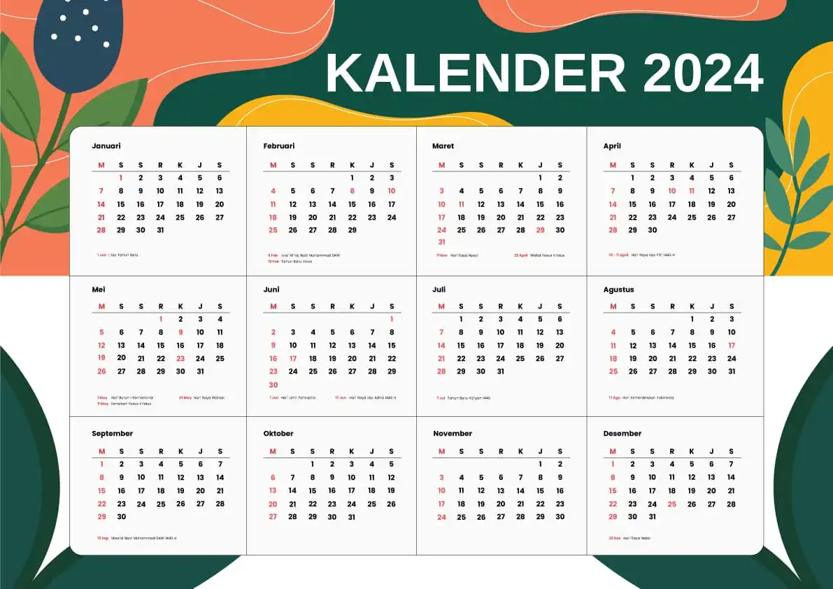  Kalender 2024 Indonesia Lengkap Dengan Hari Libur Nasional Cdr Title Illustration 