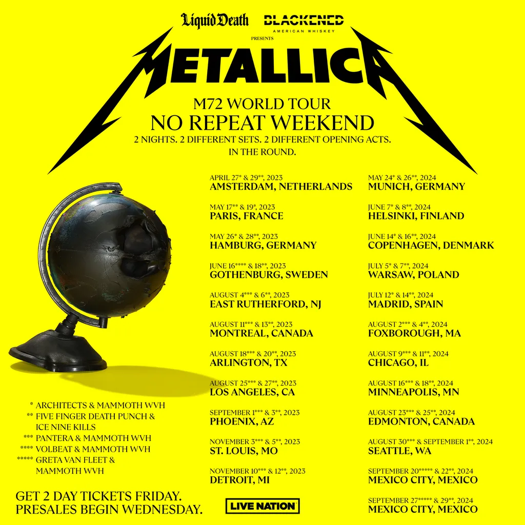Metallica Konzert 2026 Metallica Tickets, 2024 Concert Tour Dates