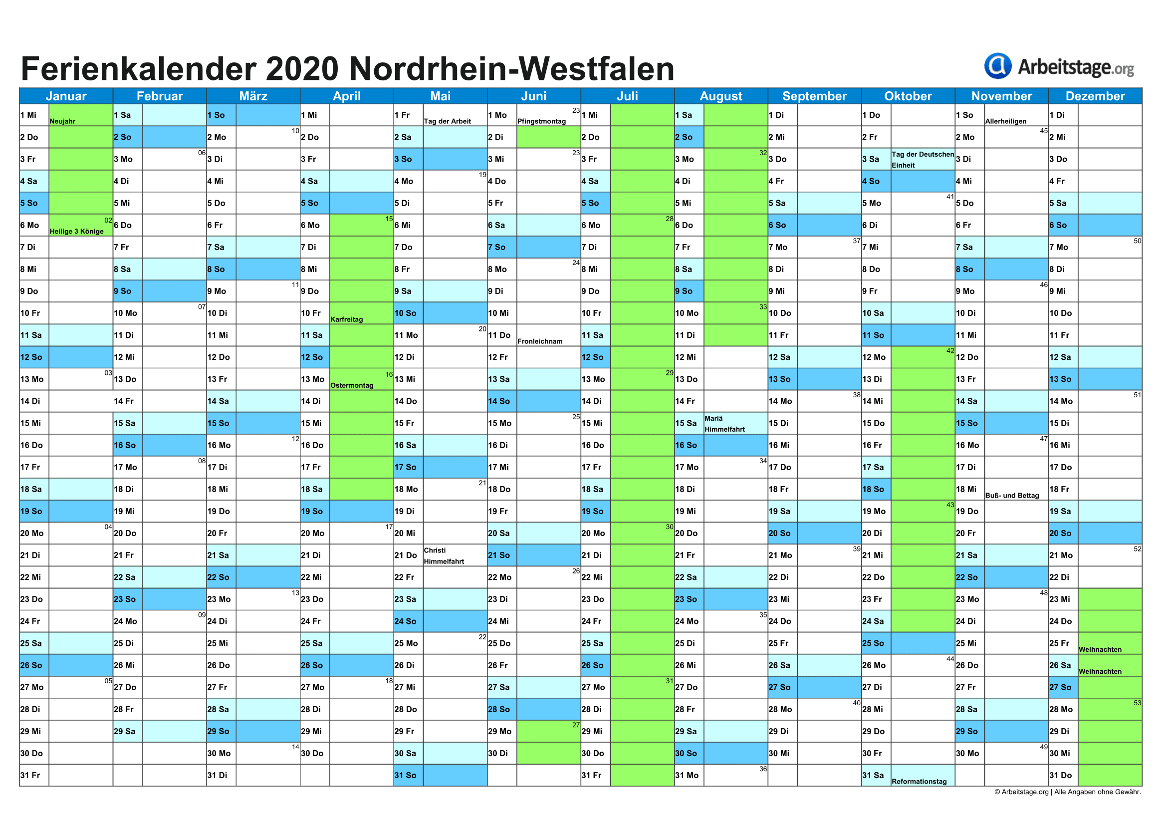  70+ Kalender 2020 Ferien Nrw Bildidee 