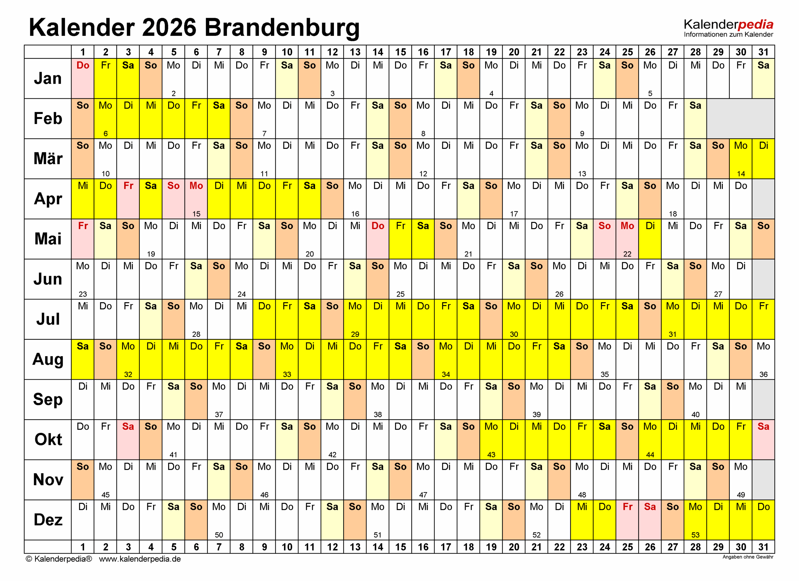 Herbstferien 2026 Brandenburg Kalender 2026 Brandenburg: Ferien, Feiertage, Pdf-vorlagen