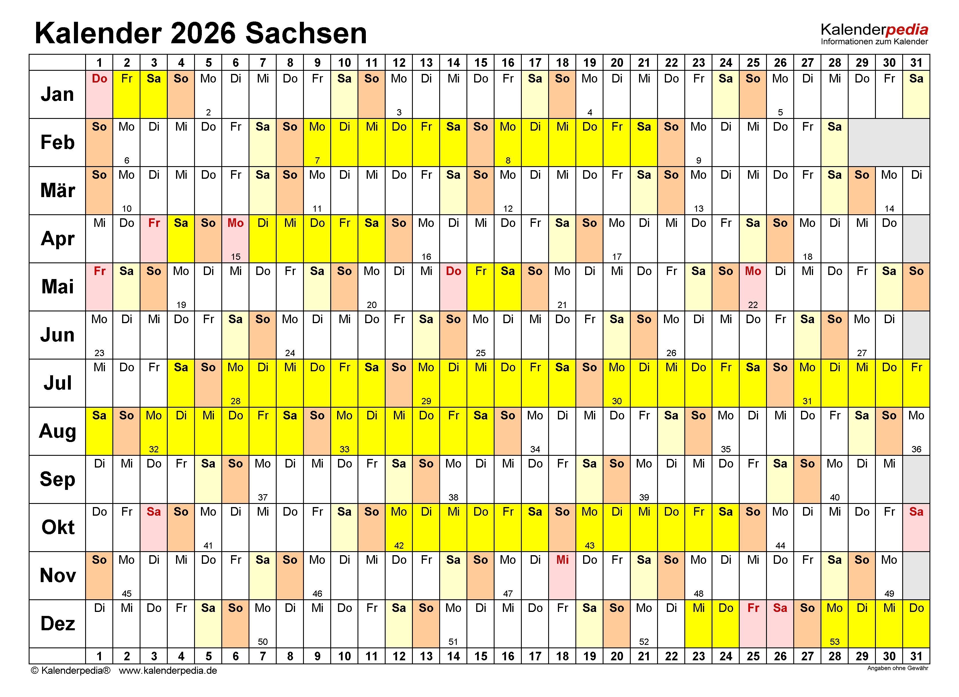  Foto zu Kalender 2026 Sachsen: Ferien, Feiertage, Excel-Vorlagen 
