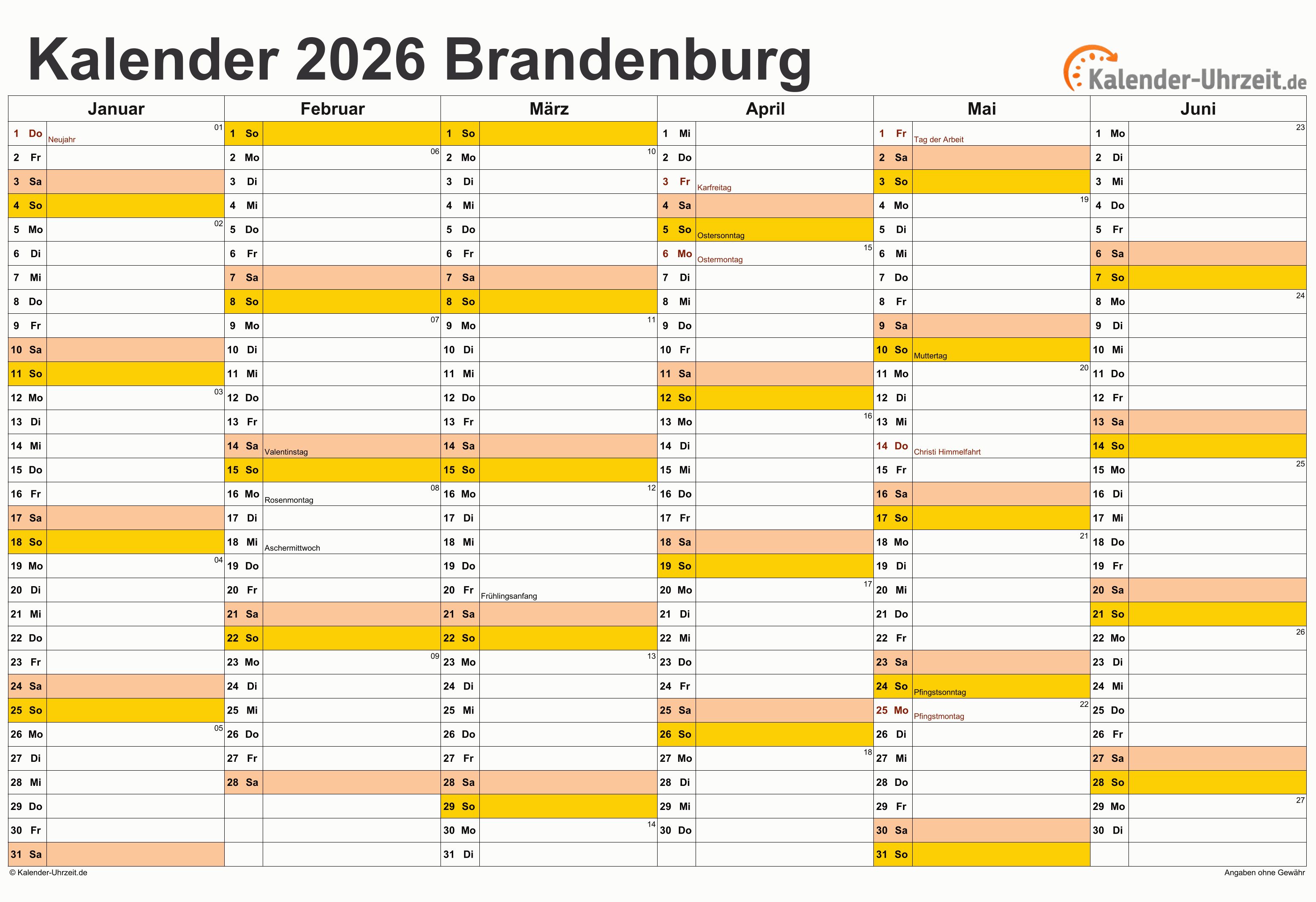  Foto zu Feiertage 2026 Brandenburg + Kalender 