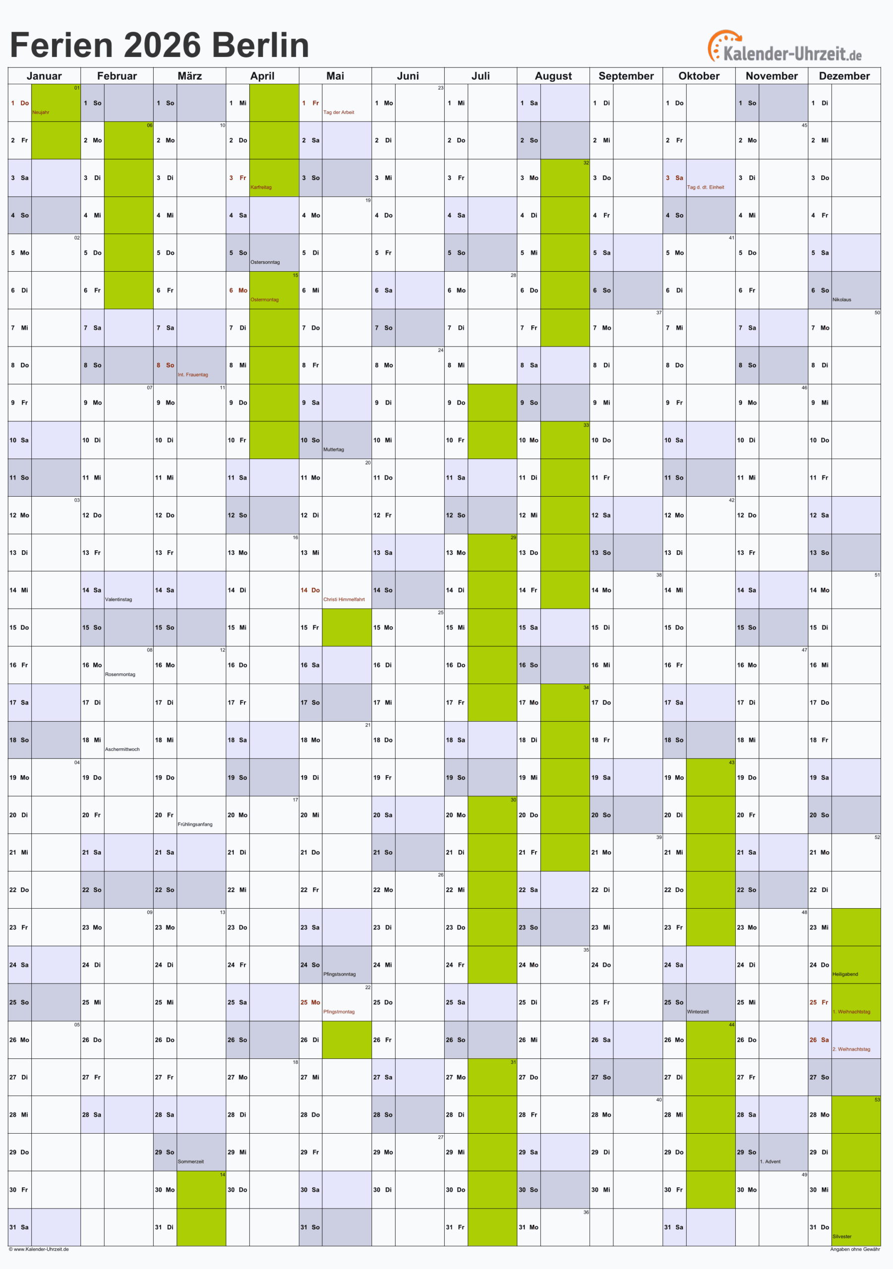 Ferienzeiten 2026 2026 Germany Calendar With Holidays