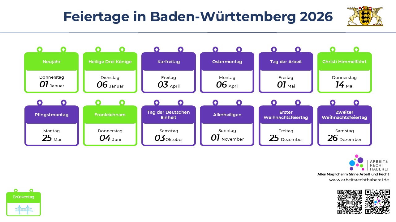  Foto zu Feiertage 2026 in Baden-Württemberg - als PDF/ Bild/ ICS 