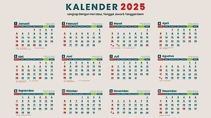  Daftar Tanggal Merah di Kalender 2025, Libur Nasional Cuti Bersama Juli Bildidee 