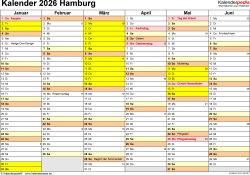  Foto zu Kalender 2026 Hamburg: Ferien, Feiertage, Excel-Vorlagen 