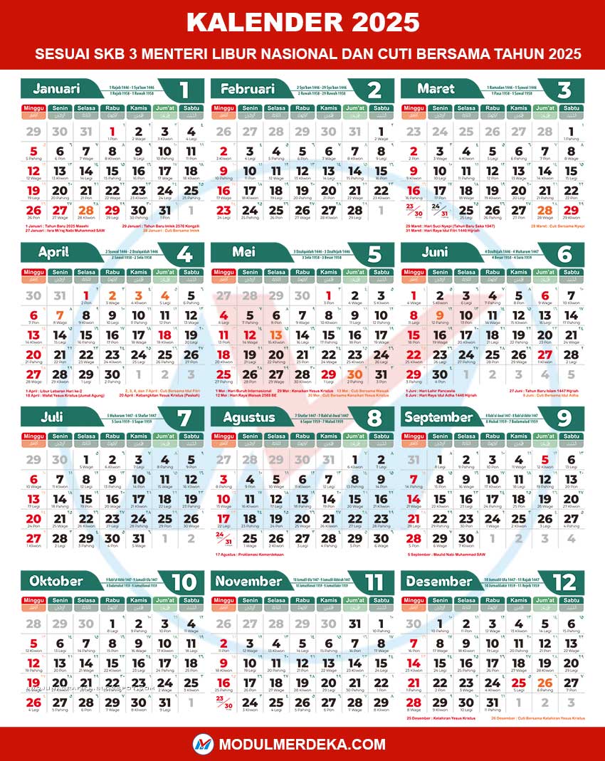  Foto zu Kalender 2025 Resolusi Tinggi Lengkap Tanggal Merah, Libur Nasional 