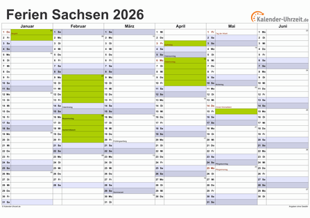  Foto zu Ferien Sachsen 2026 - Ferienkalender zum Ausdrucken 