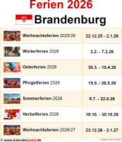  Ferien Brandenburg 2026 - Übersicht der Ferientermine Motiv 