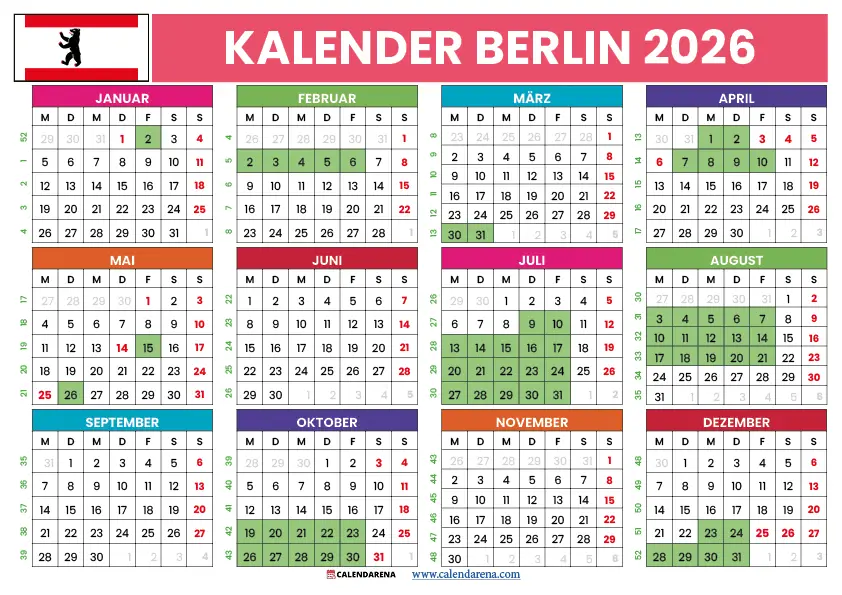 Ferien Berlin 2026: Kostenloser Kalender Download Motiv 