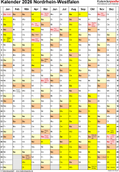  Kalender 2026 NRW: Ferien, Feiertage, PDF-Vorlagen Motiv 