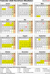  Kalender 2026 NRW: Ferien, Feiertage, Excel-Vorlagen Illustration 