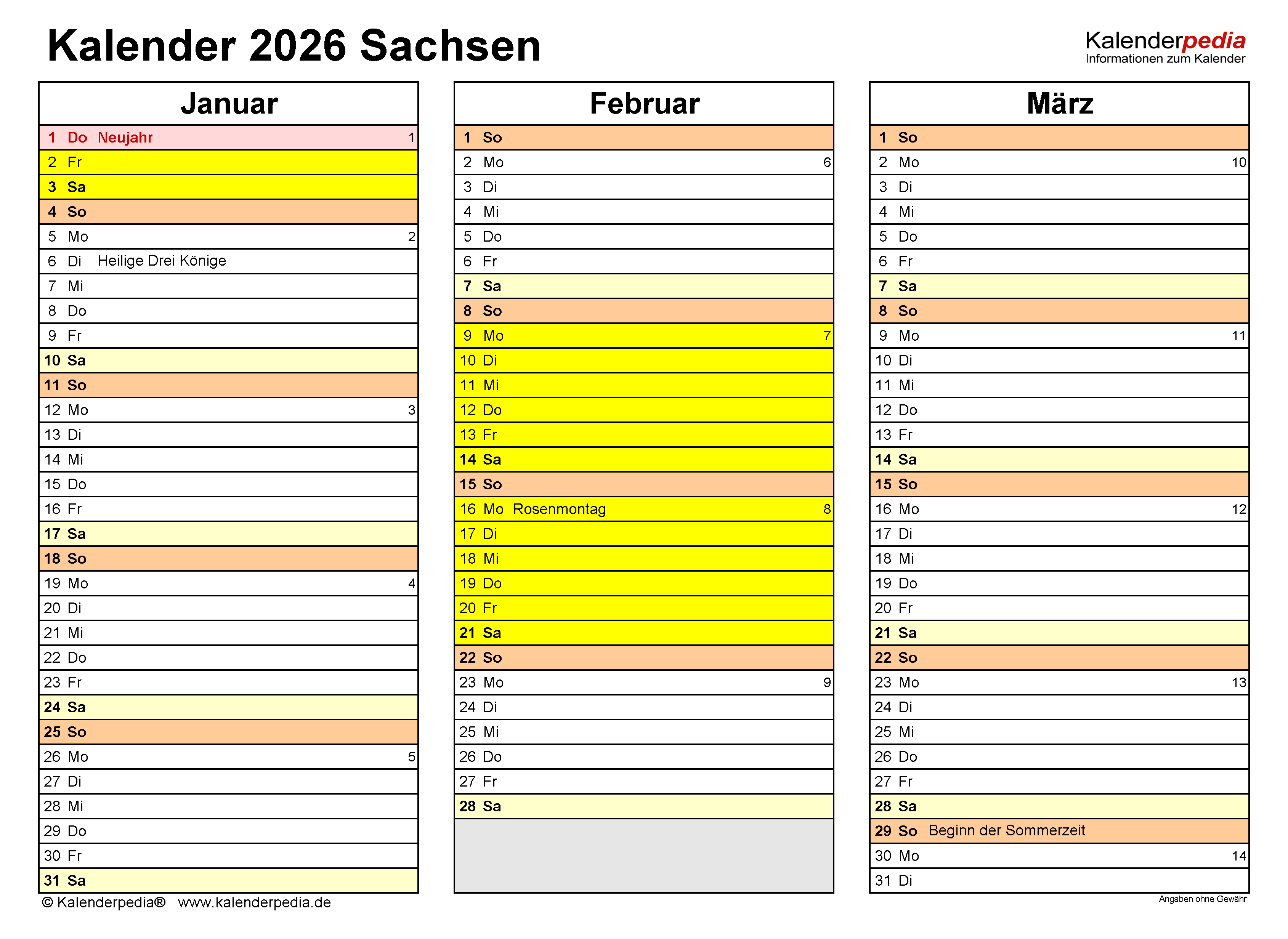  Kalender 2026 Sachsen: Ferien, Feiertage, Excel-Vorlagen Bildidee 
