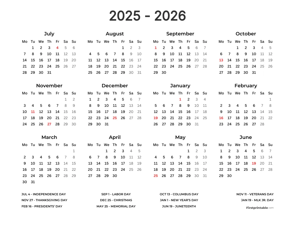  2025-2026 Calendar Printables 