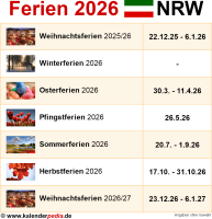  Foto zu Ferien NRW 2026 - Übersicht der Ferientermine 