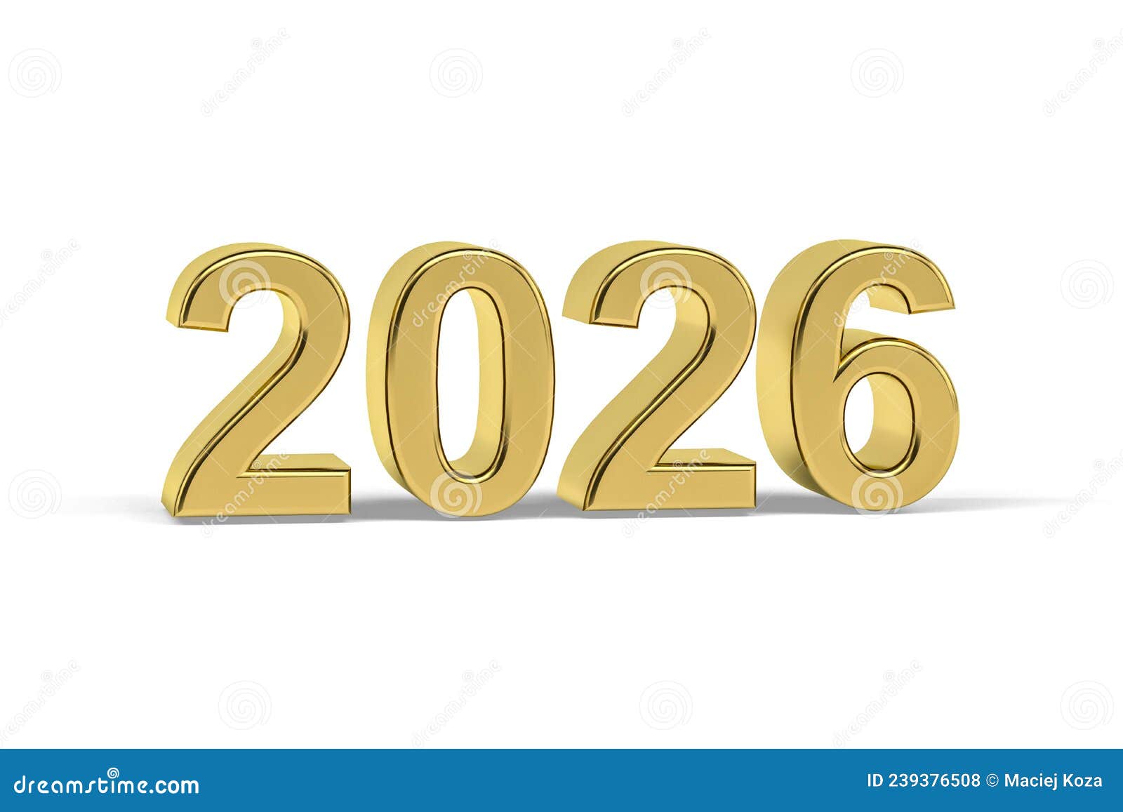  Golden 3d Number 2026 - Year 2026 Isolated On White Background Royalty 