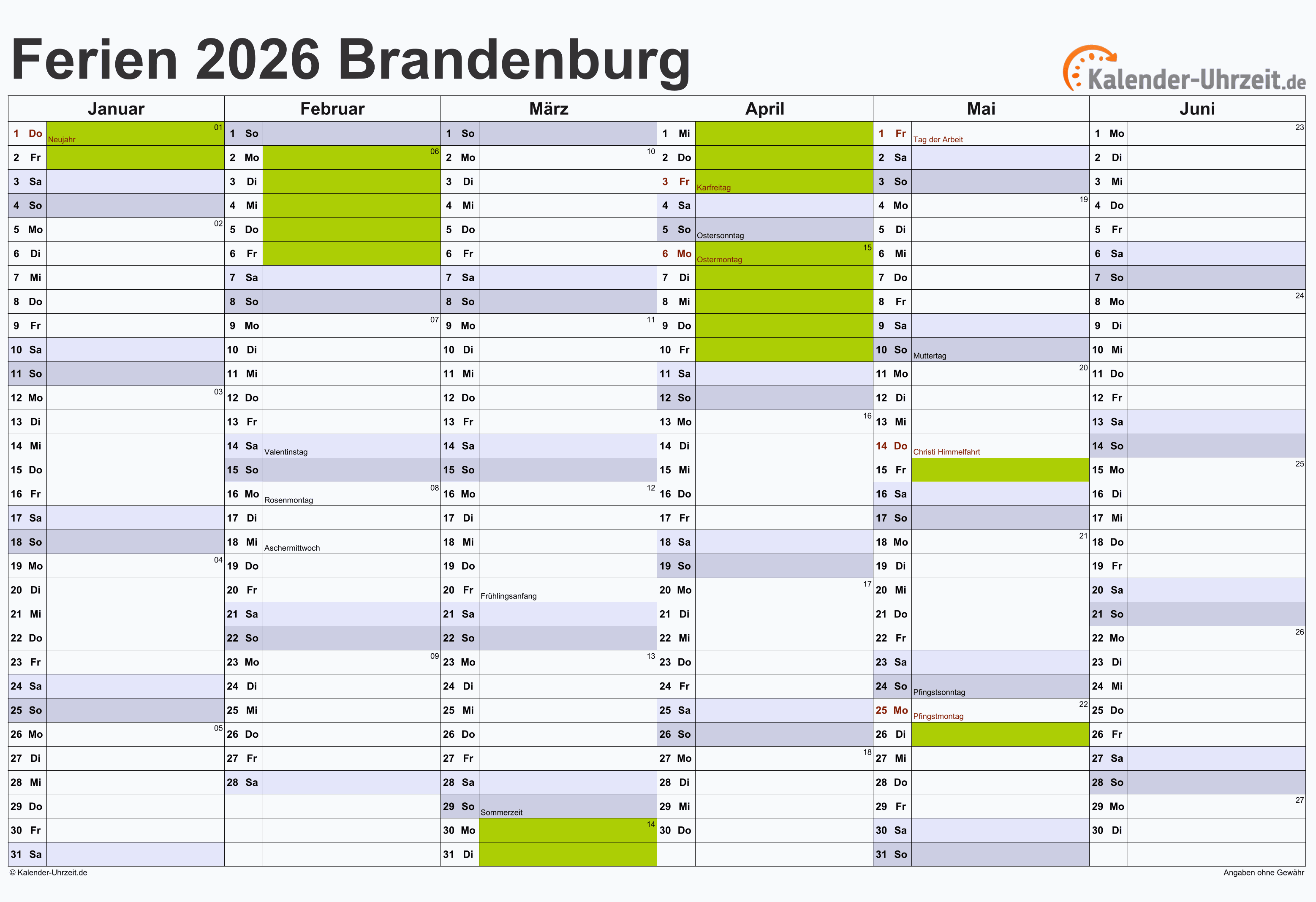  Ferien Brandenburg 2026 - Ferienkalender zum Ausdrucken Bildidee 