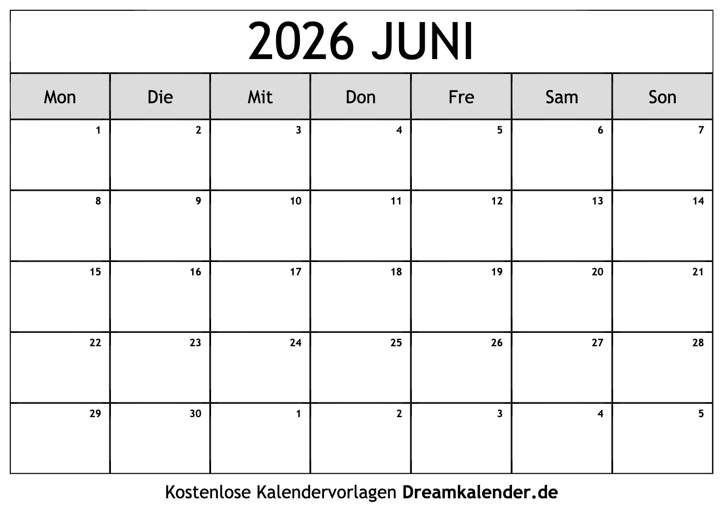  Kalender Juni 2026 
